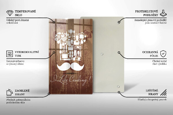 Skärbräda i glas Inskriptionen jag gillar att laga mat