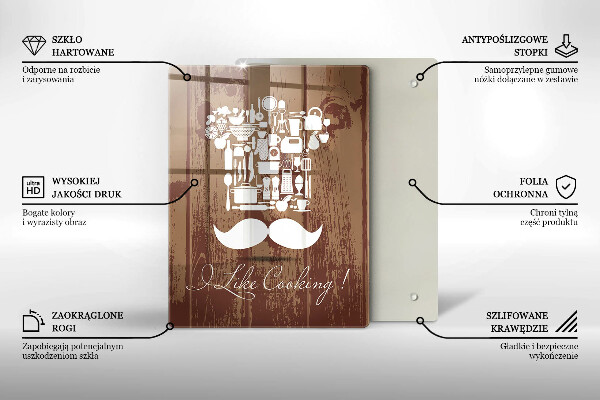 Skärbräda i glas Inskriptionen jag gillar att laga mat