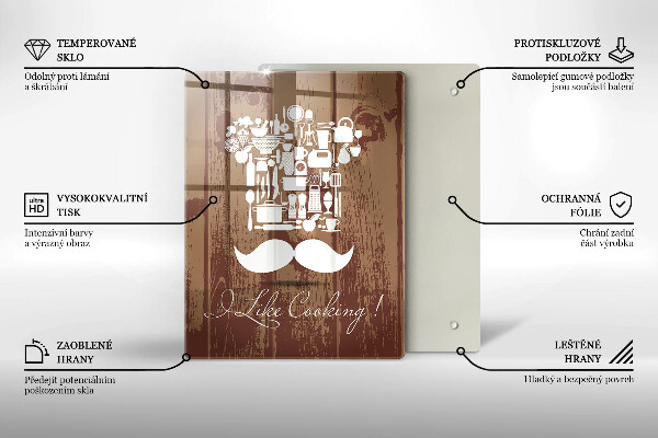 Skärbräda i glas Inskriptionen jag gillar att laga mat