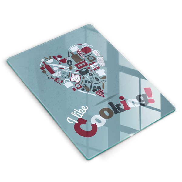Skärbräda i glas Inskriptionen jag gillar att laga mat
