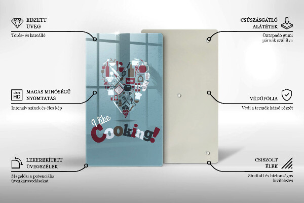 Skärbräda i glas Inskriptionen jag gillar att laga mat