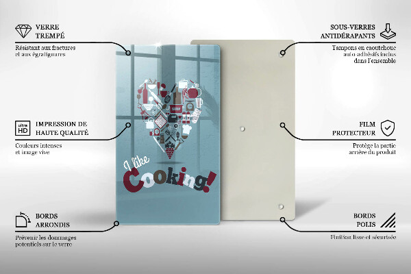 Skärbräda i glas Inskriptionen jag gillar att laga mat