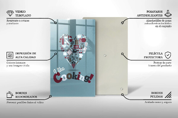 Skärbräda i glas Inskriptionen jag gillar att laga mat