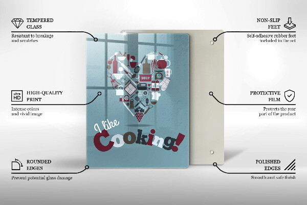 Skärbräda i glas Inskriptionen jag gillar att laga mat