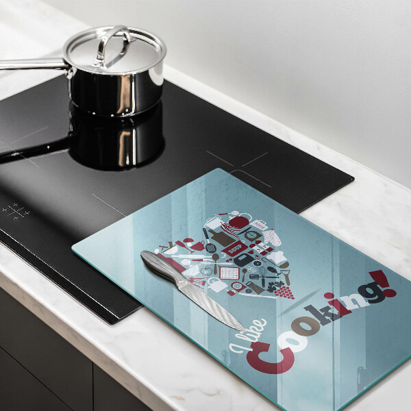 Skärbräda i glas Inskriptionen jag gillar att laga mat