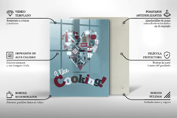 Skärbräda i glas Inskriptionen jag gillar att laga mat