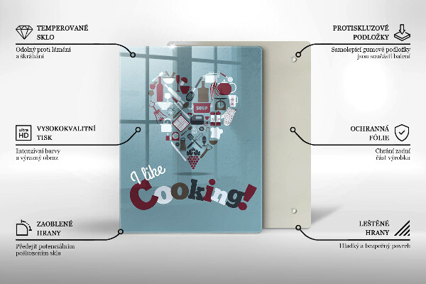 Skärbräda i glas Inskriptionen jag gillar att laga mat