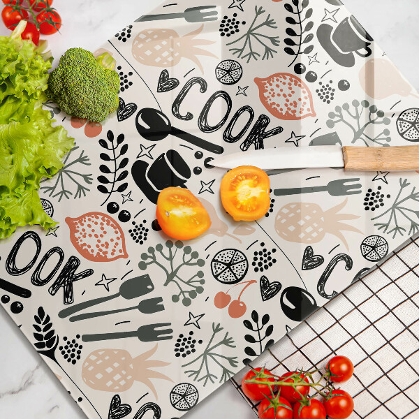 Skärbräda i glas Kökstema ritning