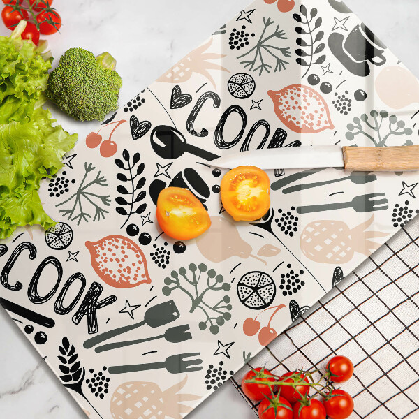 Skärbräda i glas Kökstema ritning