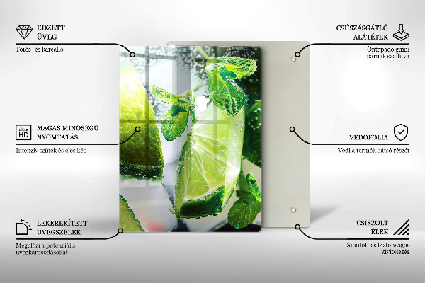 Skärbräda i glas Vatten med lime och is