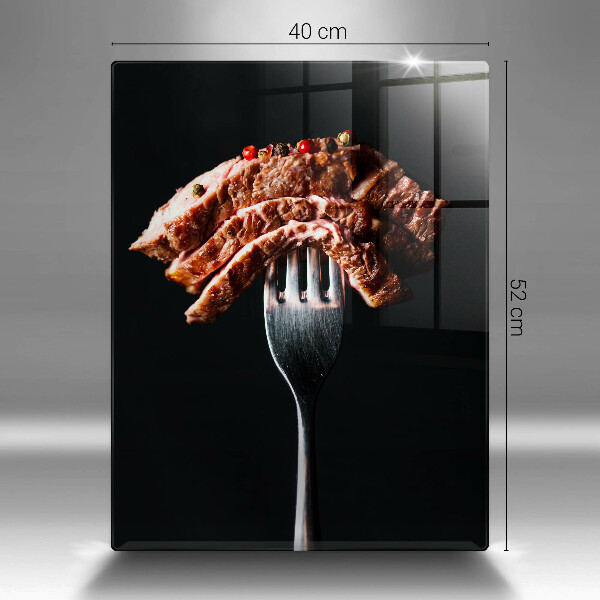 Skärbräda i glas Kött på gaffel