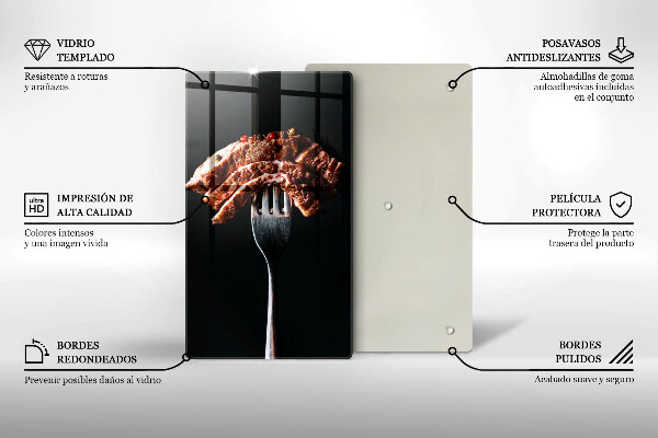 Skärbräda i glas Kött på gaffel
