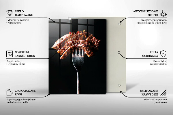 Skärbräda i glas Kött på gaffel