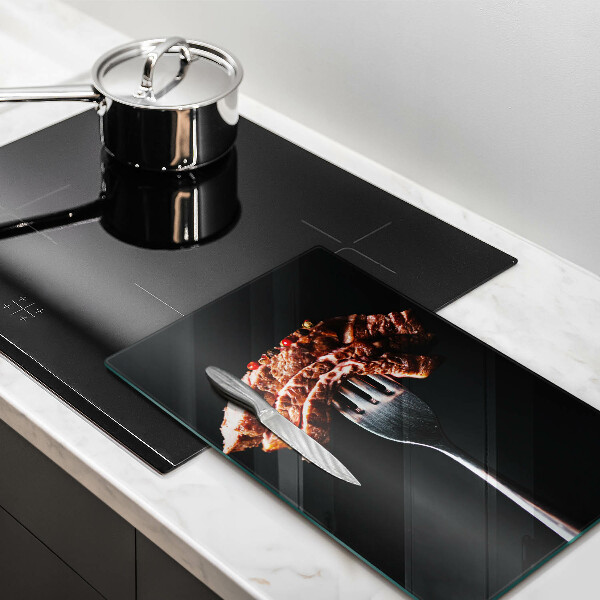 Skärbräda i glas Kött på gaffel