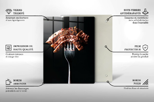 Skärbräda i glas Kött på gaffel