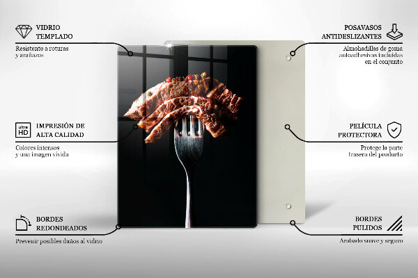 Skärbräda i glas Kött på gaffel