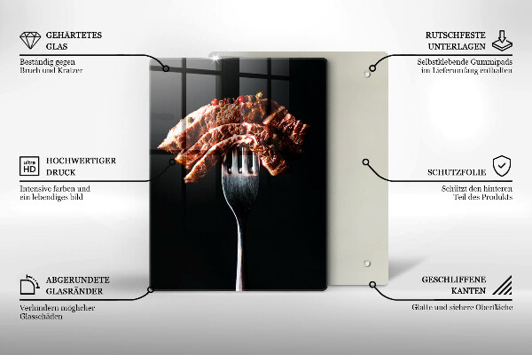 Skärbräda i glas Kött på gaffel