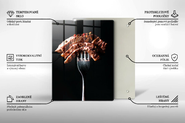 Skärbräda i glas Kött på gaffel