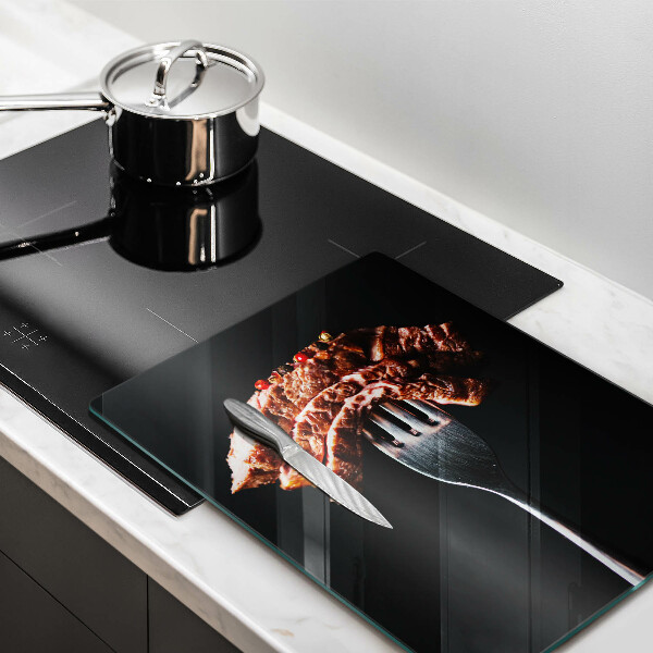 Skärbräda i glas Kött på gaffel