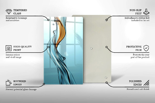 Skärbräda i glas Vattenstråle