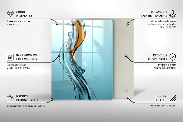 Skärbräda i glas Vattenstråle