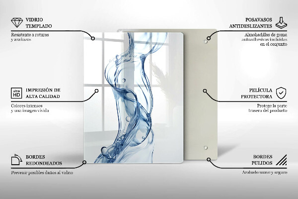 Skärbräda i glas Rent vatten