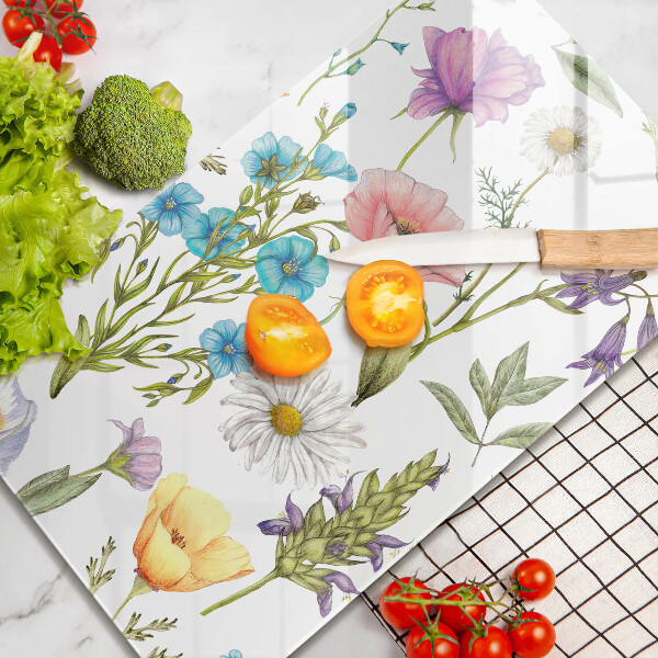 Skärbräda i glas Blommor illustration