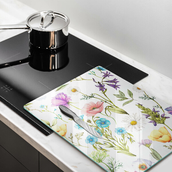 Skärbräda i glas Blommor illustration