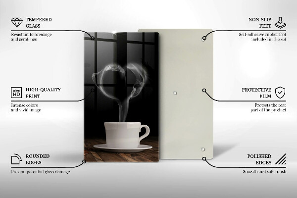 Skärbräda i glas Kaffekopp hjärta