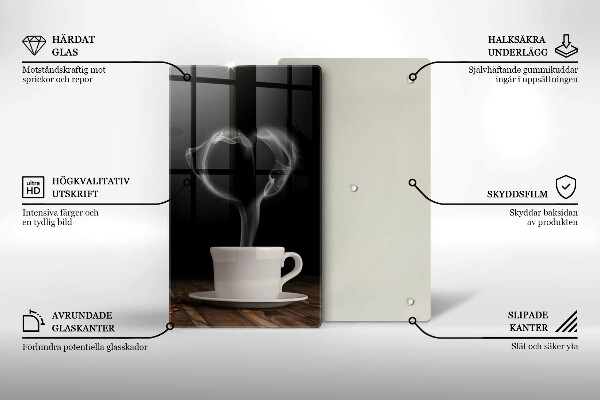 Skärbräda i glas Kaffekopp hjärta