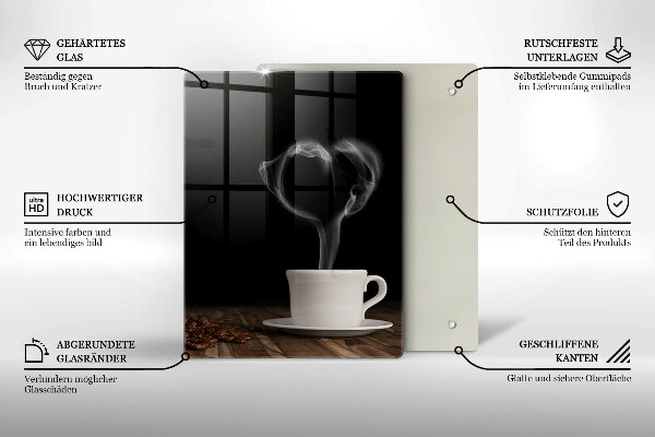 Skärbräda i glas Kaffekopp hjärta