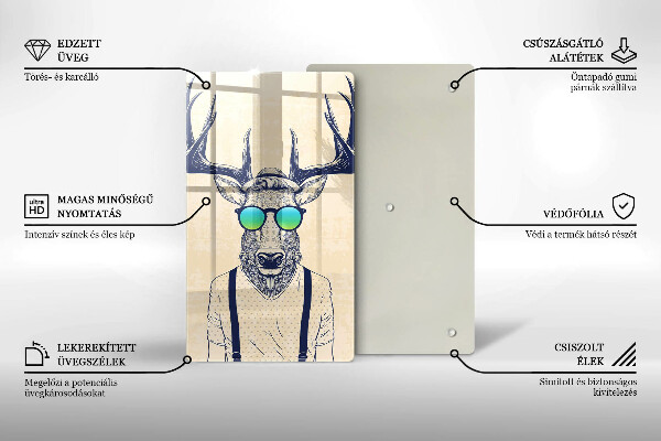 Skärbräda i glas Rådjur Man Illustration