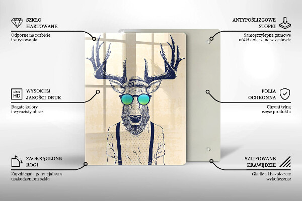 Skärbräda i glas Rådjur Man Illustration