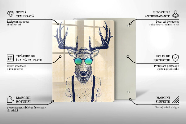 Skärbräda i glas Rådjur Man Illustration