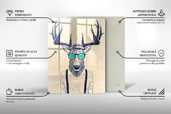 Skärbräda i glas Rådjur Man Illustration