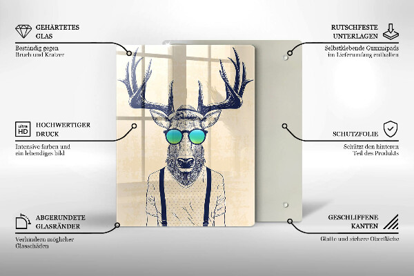 Skärbräda i glas Rådjur Man Illustration