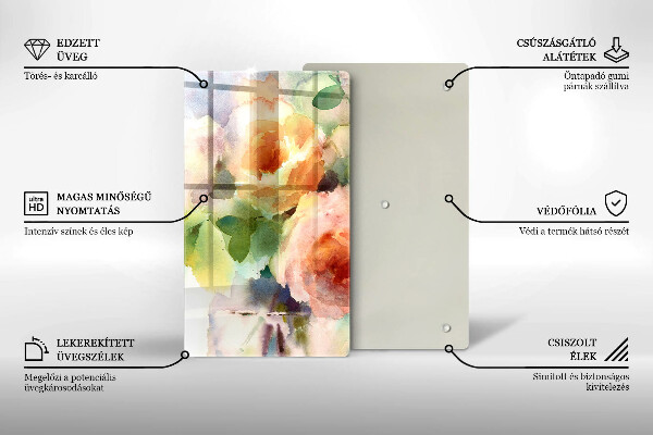 Skärbräda i glas Målade blommor