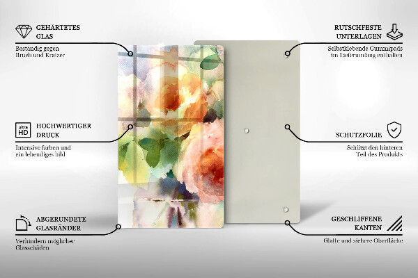 Skärbräda i glas Målade blommor