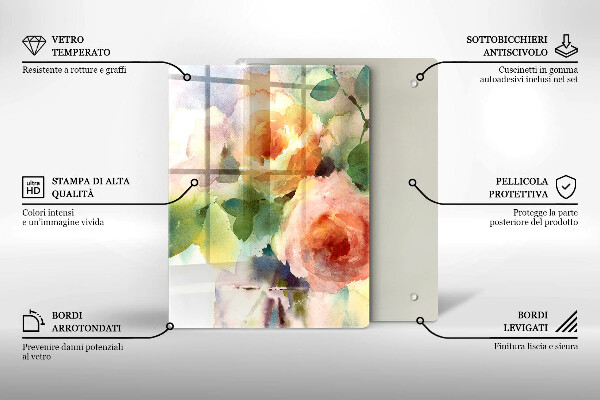 Skärbräda i glas Målade blommor