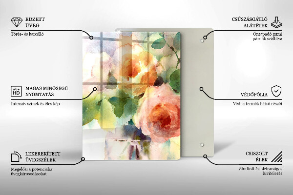 Skärbräda i glas Målade blommor