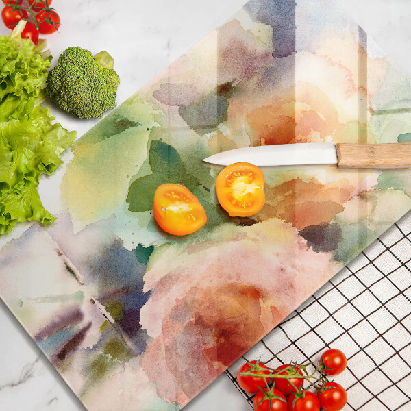 Skärbräda i glas Målade blommor