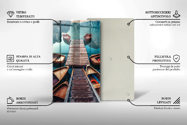 Skärbräda i glas Båtar på sjön