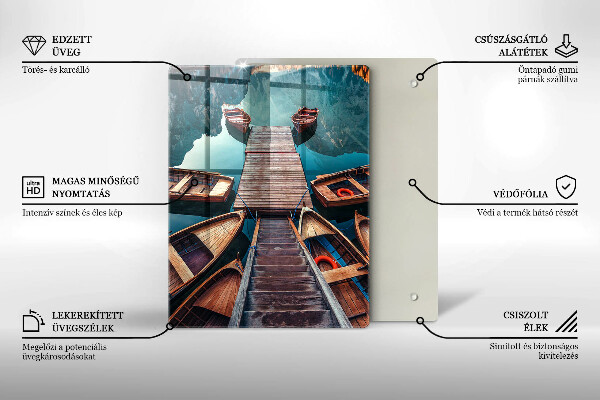 Skärbräda i glas Båtar på sjön