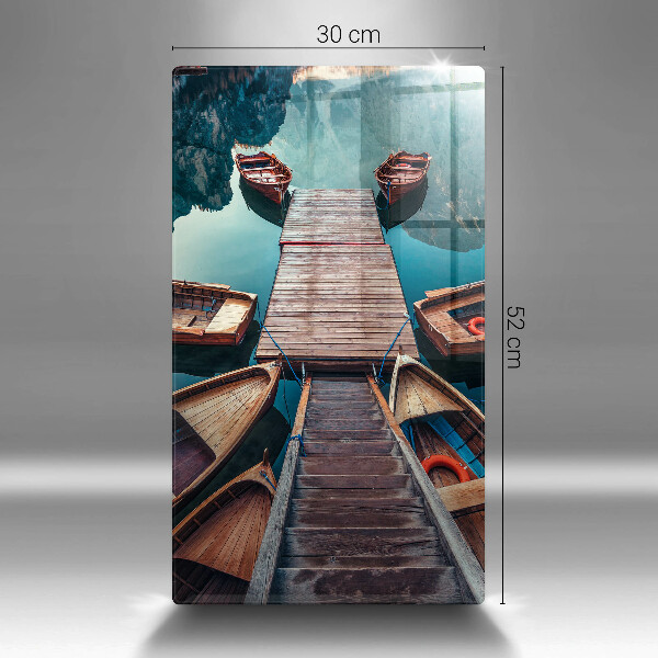 Skärbräda i glas Båtar på sjön