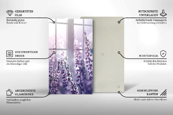 Skärbräda i glas Vildblommor och en fjäril