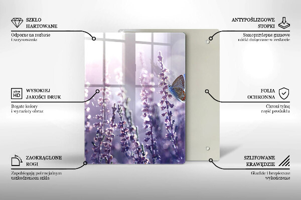Skärbräda i glas Vildblommor och en fjäril