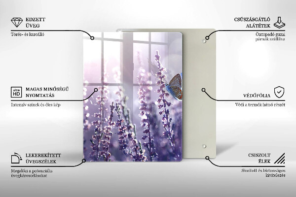 Skärbräda i glas Vildblommor och en fjäril