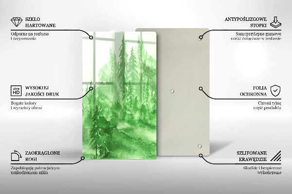 Skärbräda i glas Målad skog