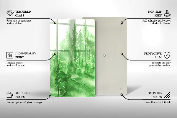 Skärbräda i glas Målad skog