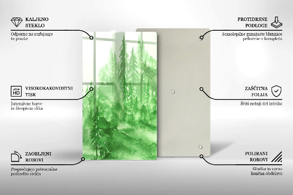 Skärbräda i glas Målad skog